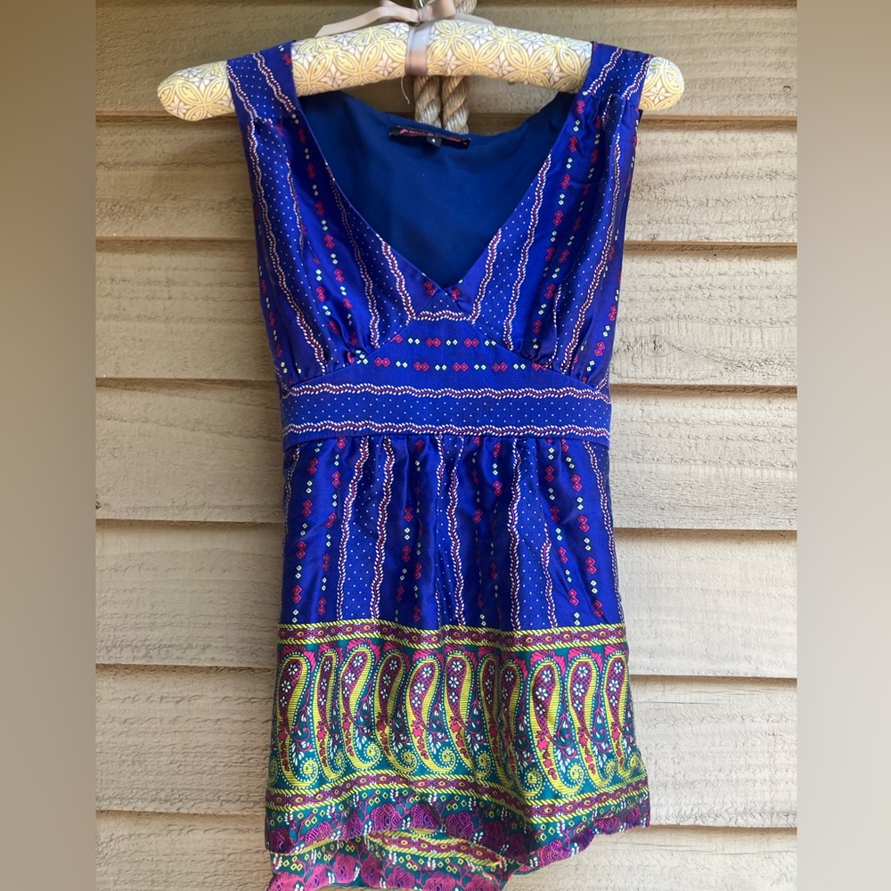 Silk Betsey Johnson Vibrant Blue and Green Top